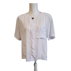 Vintage Sasson White Buttoned Front Short Sleeve Blouse